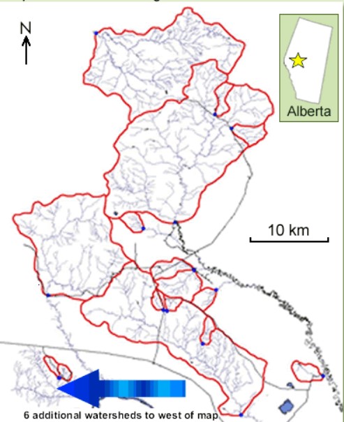a map of teh FORWARD study area in Alberta